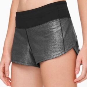 Silver Foil Lululemon 2.5 inch speed up shorts